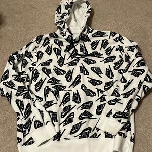 Nike Men’s White with Black Logo Hooded Sweatshirt Size Medium